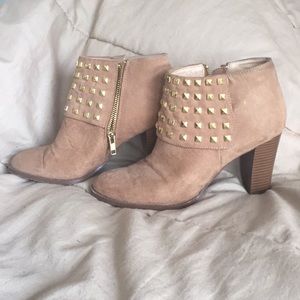 Forever 21 Faux Suede Booties with Gold Studs
